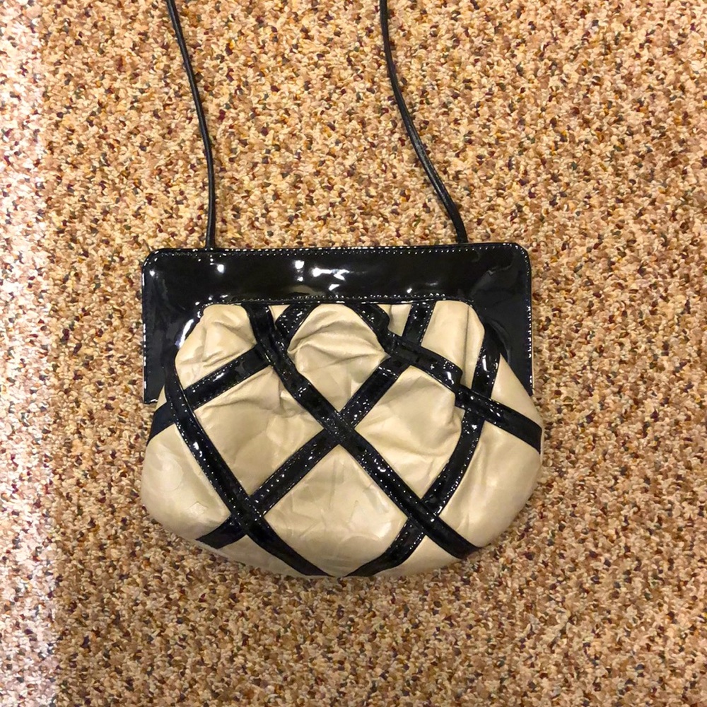 VINTAGE shoulder bag purse black patent leather